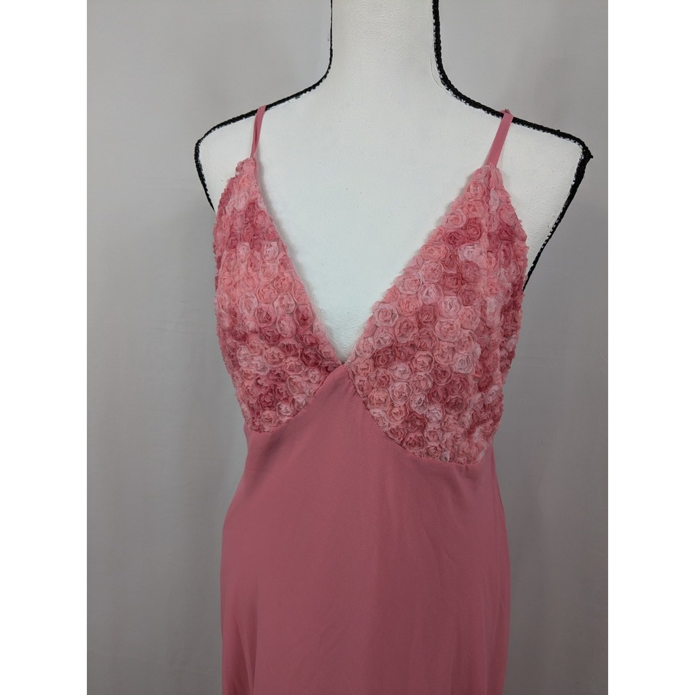 Y2K Babydoll Fairy Milkmaid Coquette Mesh Maxi Dress Roses Pink Prom 90s A055 - Picture 2 of 10